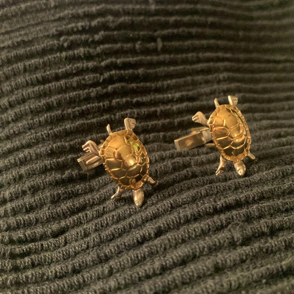 Sergio Bustamante 925 sterling silver & gold cuff links